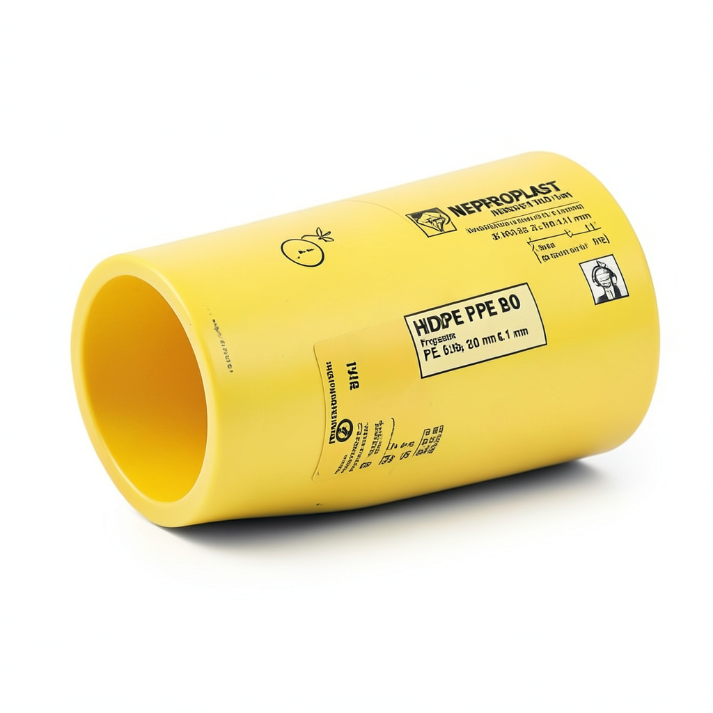 مواسير HDPE PE 80 ضغط 6 بار قطر خارجي 200 مم سمك 9.1 مم لون أصفر | نيبروبلاست