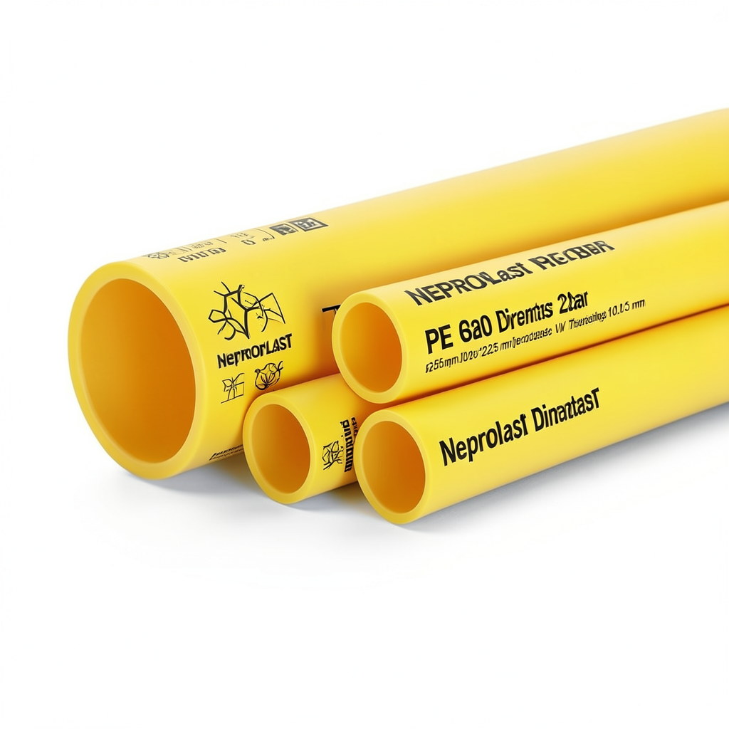 مواسير HDPE نيبروبلاست PE 80 ضغط 6 بار قطر خارجي 225 مم سمك 10.3 مم لون أصفر | نيبروبلاست