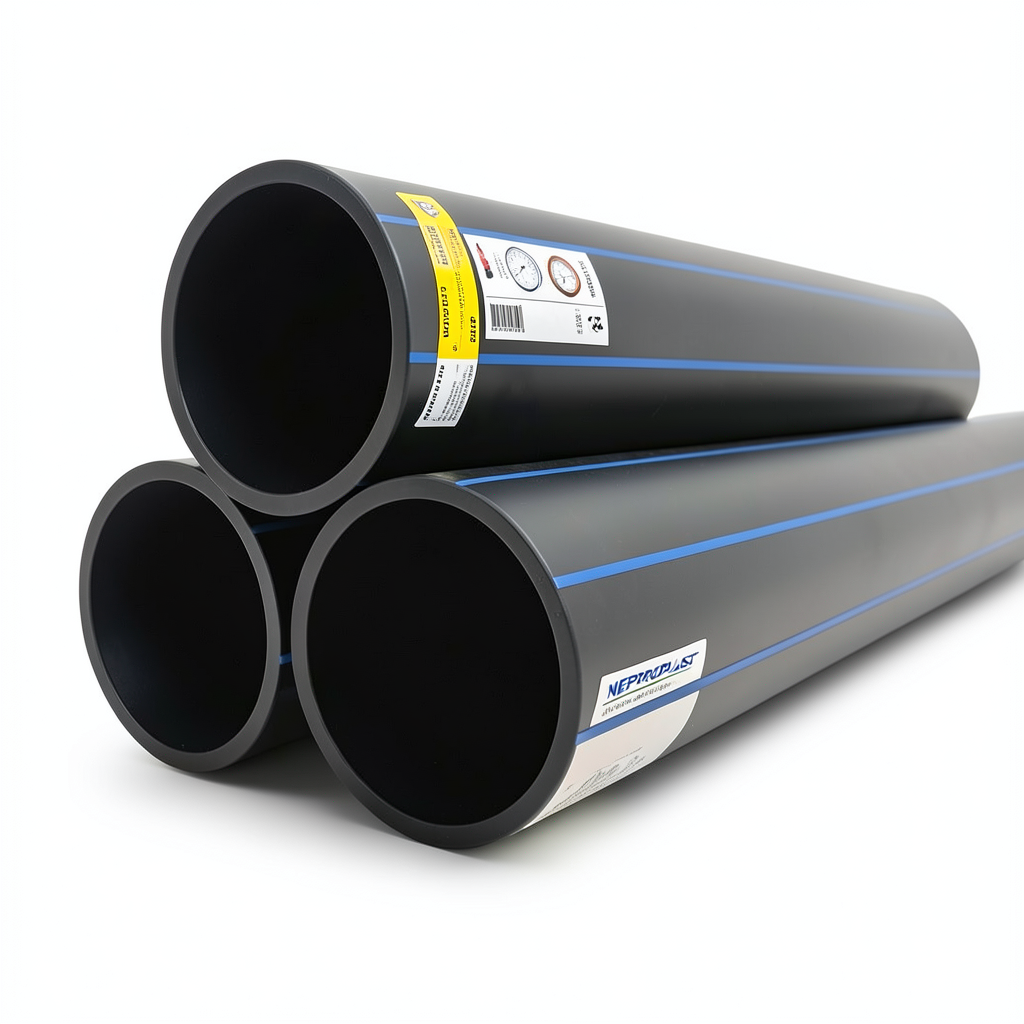 أنابيب HDPE PE 80 ضغط 10 بار قطر خارجي 250 مم سمك 18.4 مم لون أسود | نيبروبلاست