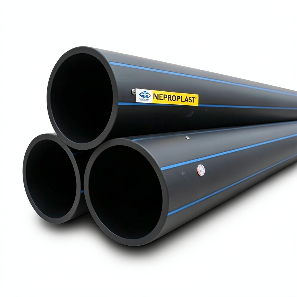أنابيب HDPE PE 80 ضغط 10 بار قطر خارجي 450 مم سمك 33.1 مم أسود | نيبروبلاست
