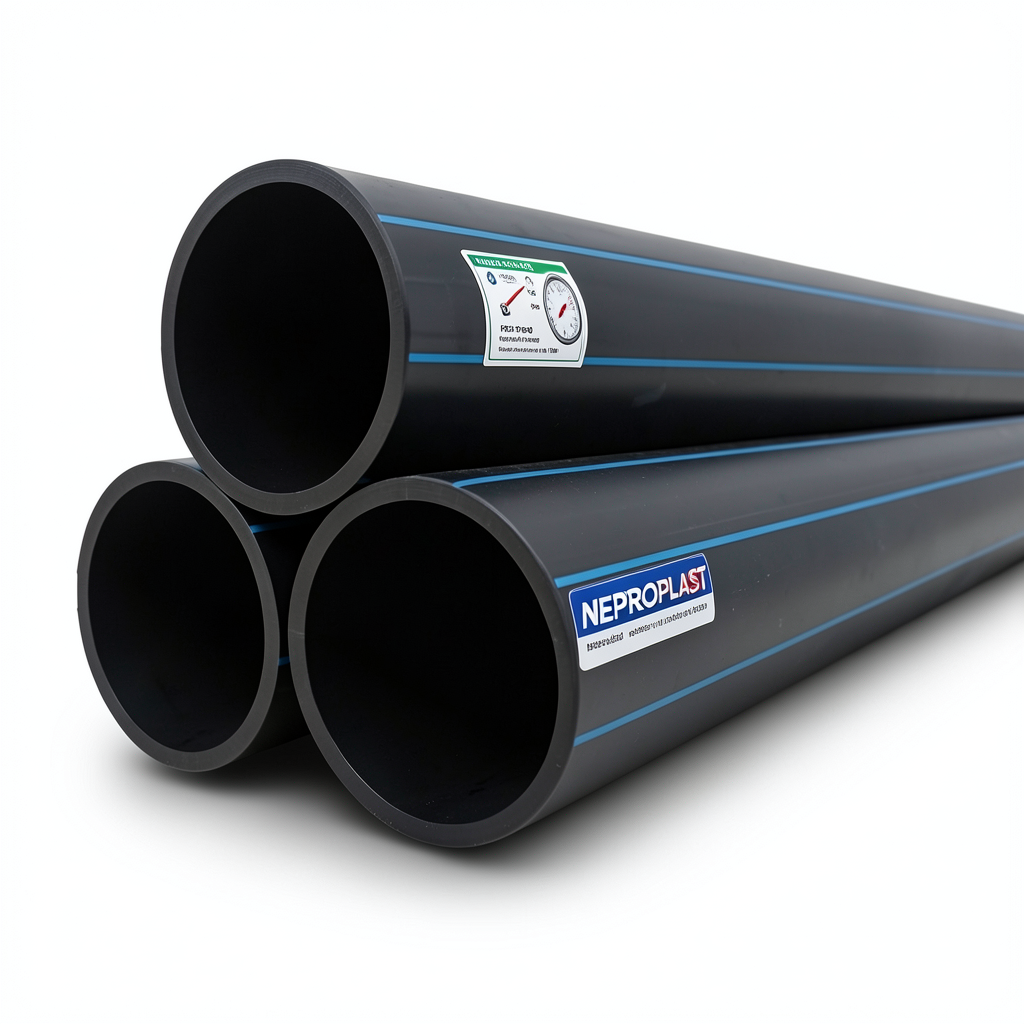 أنابيب HDPE PE 80 ضغط 10 بار قطر خارجي 560 مم سمك 41.2 مم لون أسود | نيبروبلاست