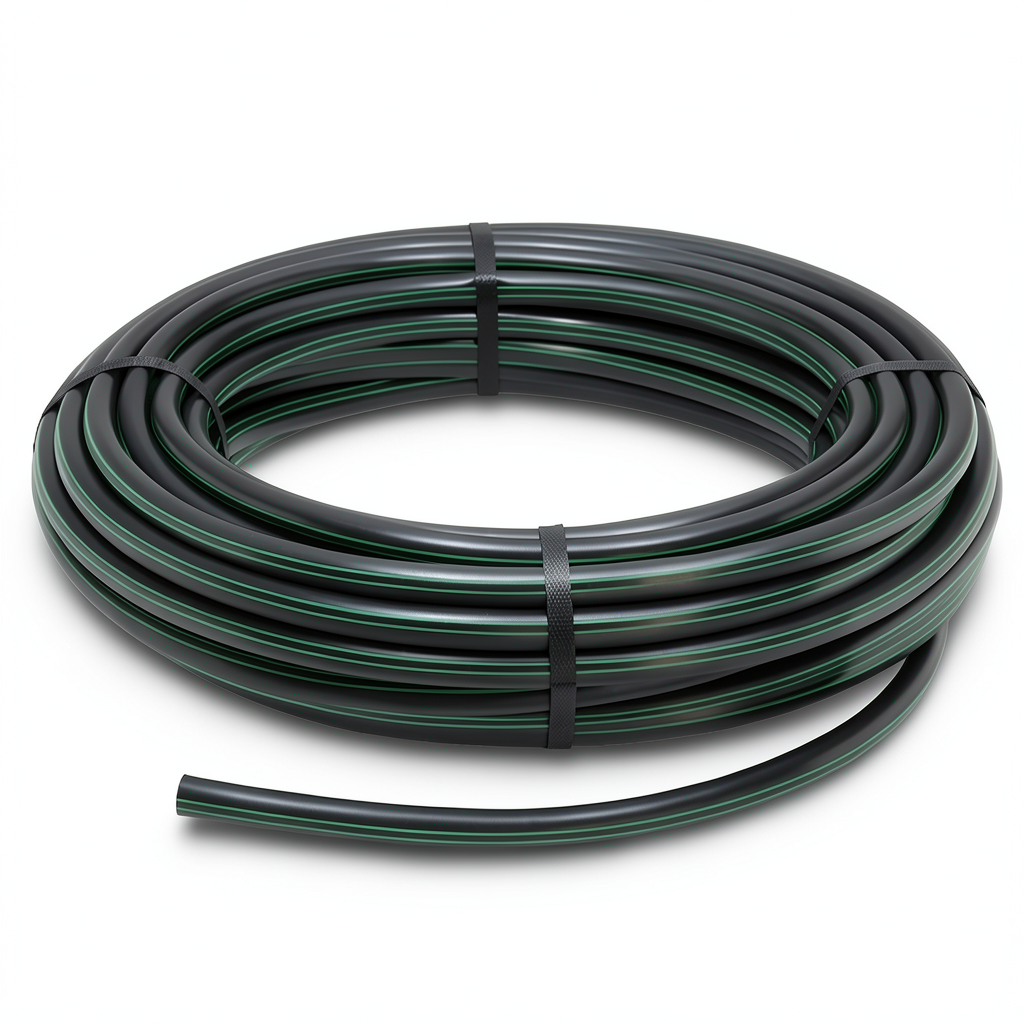 HDPE Plastic Coil Pipe PN 6 Bar PE 80 OD 160 mm SDR 22 Black with Green Stripes