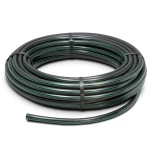 لفة أنابيب بلاستيك HDPE ضغط 10 بار PE 80 قطر خارجي 32 مم SDR 13.6 أسود مع خطوط خضراء