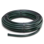 لفة أنابيب HDPE ضغط 10 بار PE 80 قطر خارجي 20 مم SDR 13.6 أسود مع خط أخضر
