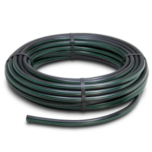HDPE Plastic Coil Pipe Nominal Pressure 10 Bar PE 80 OD 20 mm SDR 13.6 Black with Green Stripes