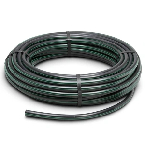 HDPE Plastic Coil Pipe PN 10 Bar PE 80 OD 40 mm SDR 13.6 Black with Green Stripes