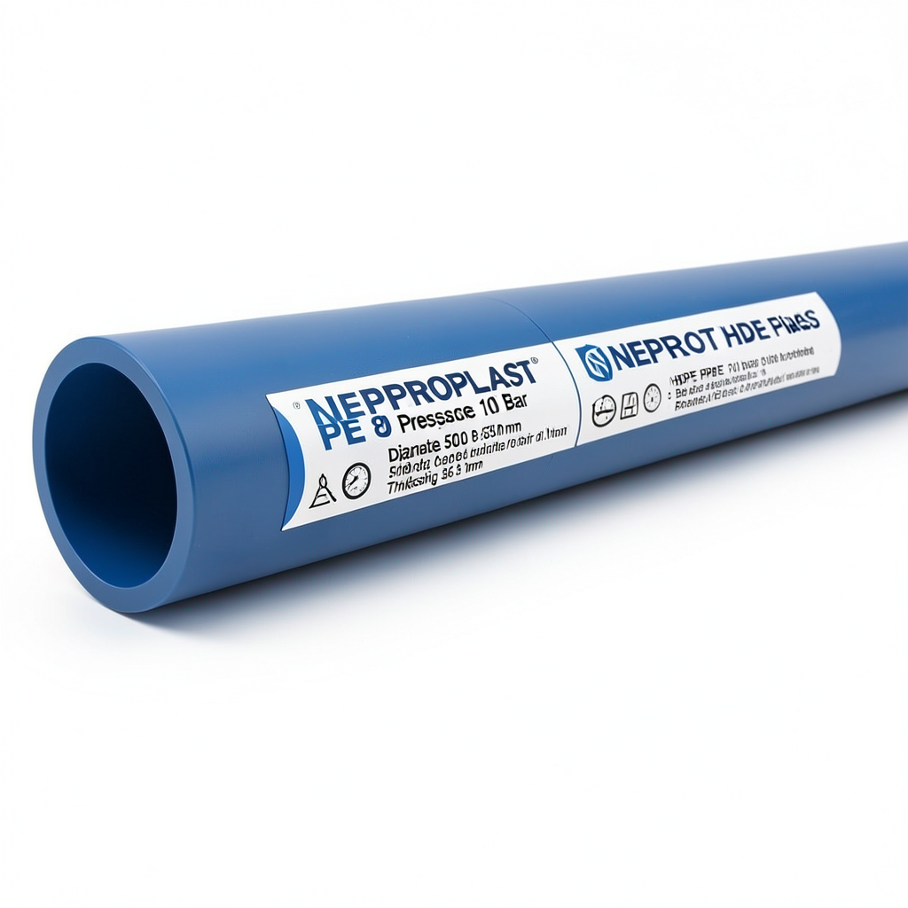 مواسير HDPE نيبروبلاست PE 80 ضغط 10 بار قطر 500 مم سمك 36.8 مم أزرق | نيبروبلاست
