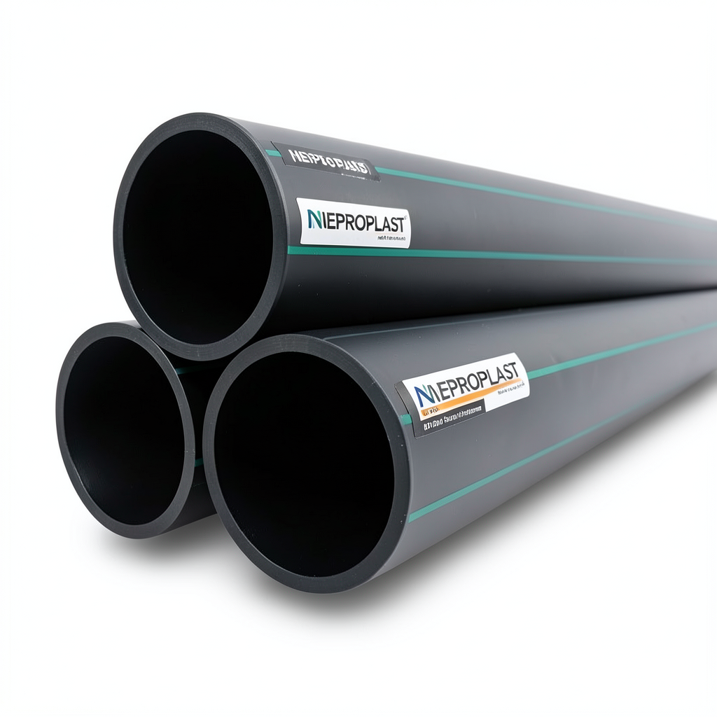 أنابيب HDPE PE 80 ضغط اسمي 10 بار قطر خارجي 500 مم سمك 36.8 مم لون أسود | نيبروبلاست