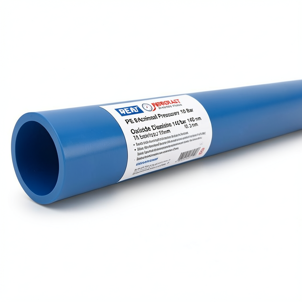 مواسير HDPE PE 80 ضغط اسمي 10 بار قطر خارجي 140 مم سمك 10.3 مم أزرق | نيبروبلاست