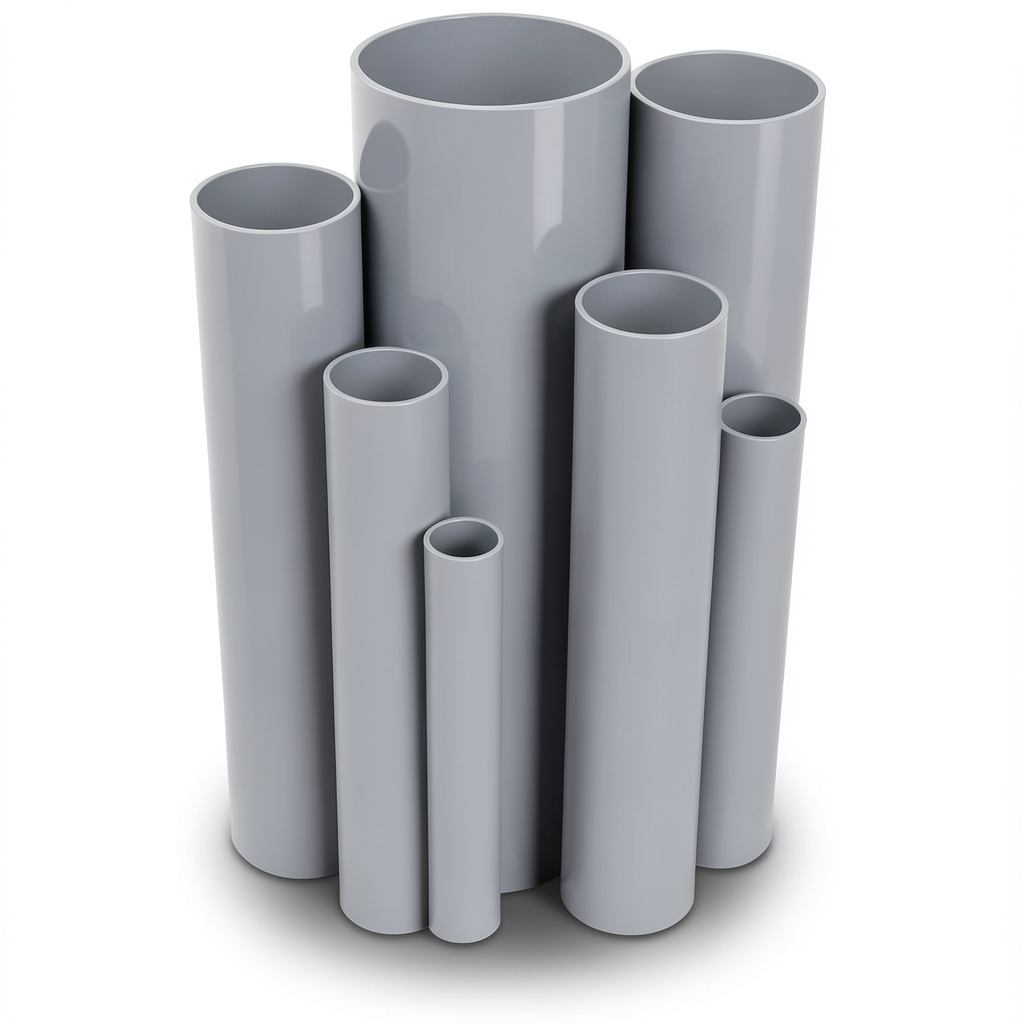 UPVC Pipes Nominal Pressure 9 Bar Outside Diameter 219.4 mm Thickness 9 mm Gray