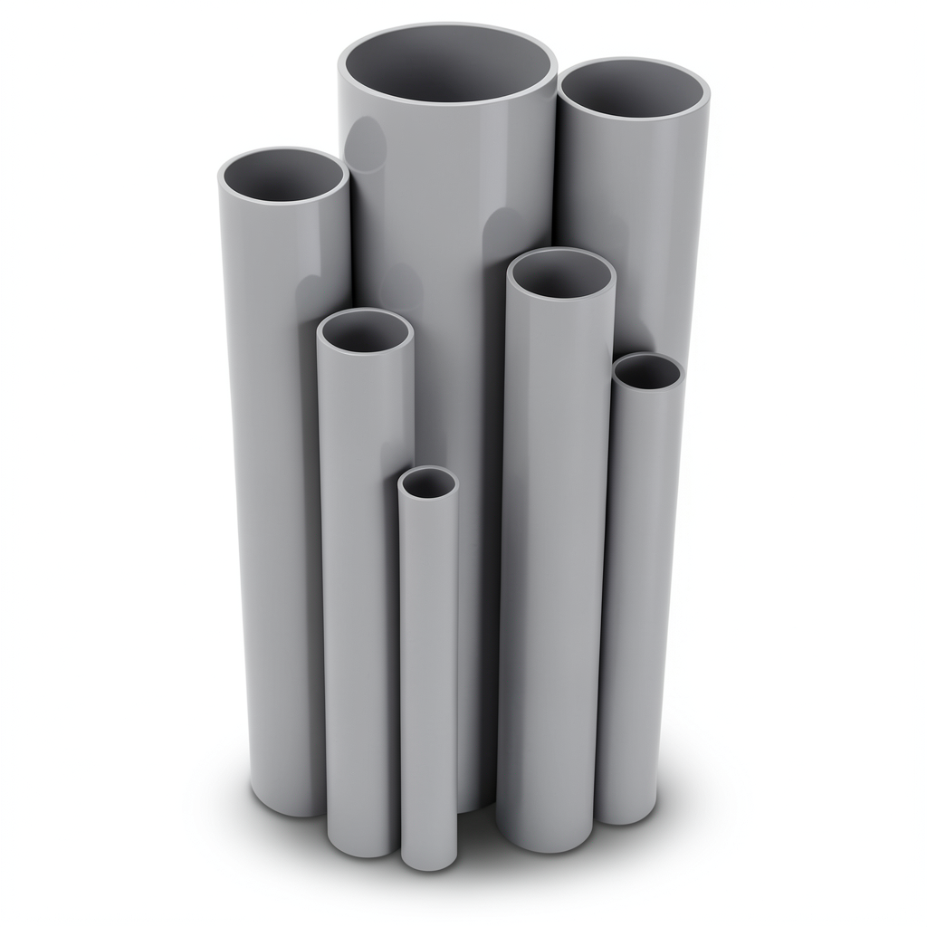 مواسير UPVC ضغط اسمي 6/20، قطر خارجي 90 مم، سمك 2.7 مم، رمادي