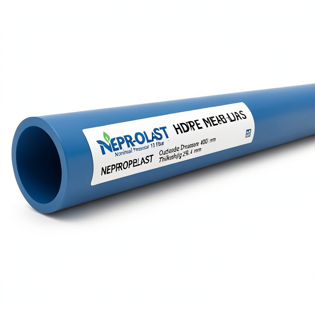مواسير HDPE PE 80 ضغط اسمي 10 بار قطر خارجي 400 مم سمك 29.4 مم أزرق | نيبروبلاست