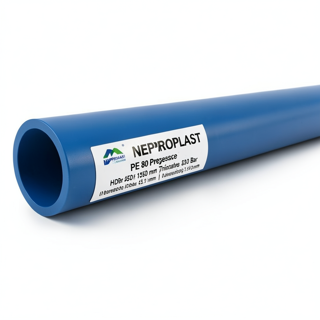 HDPE Pipes PE 80 Pressure 10 Bar Diameter 450 mm Thickness 33.1 mm Blue | NEPROPLAST