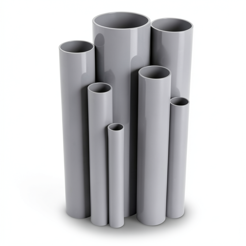 UPVC Pipes 15 Bar Pressure 219.4 mm Diameter 14.5 mm Thickness Gray