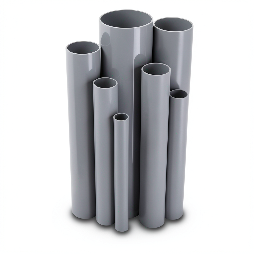 مواسير UPVC ضغط اسمي 6/20، قطر خارجي 90 مم، سمك 2.7 مم، رمادي