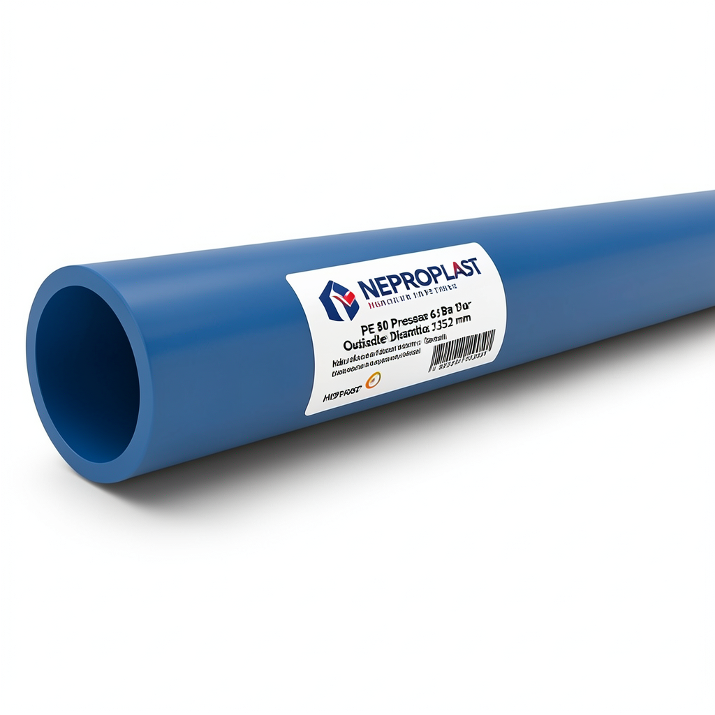 مواسير HDPE PE 80 ضغط 6 بار قطر خارجي 355 مم سمك 16.2 مم لون أزرق | نيبروبلاست
