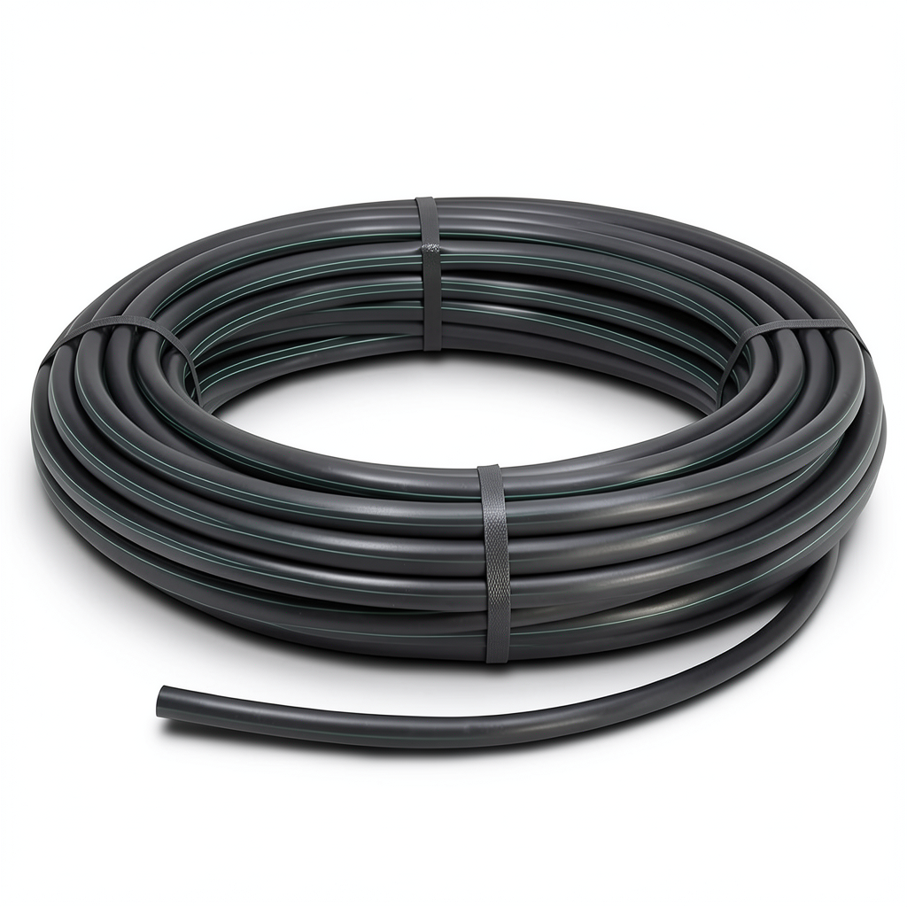لفة أنابيب HDPE ضغط 4 بار PE 80، قطر خارجي 110 مم SDR 33، لون أسود