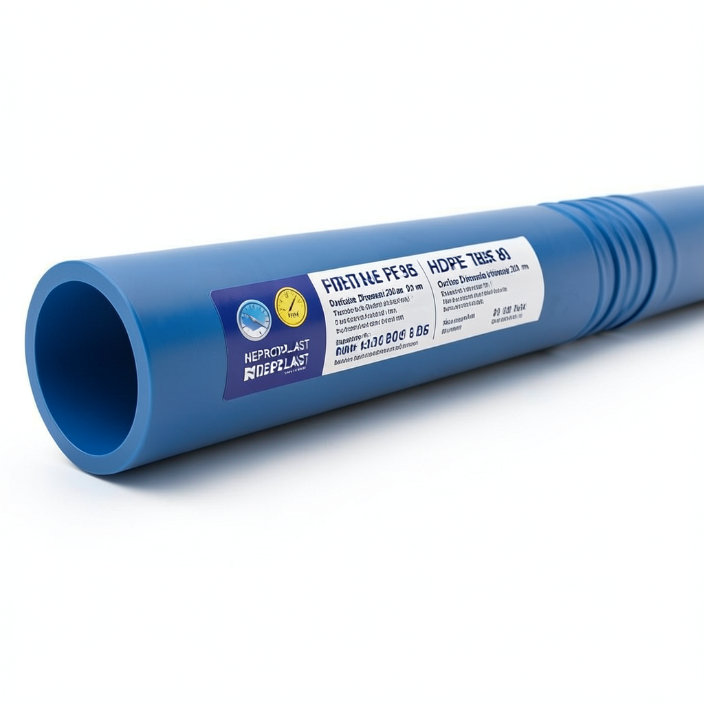 مواسير HDPE PE 80 ضغط 6 بار قطر خارجي 200 مم سمك 9.1 مم لون ازرق | نيبروبلاست