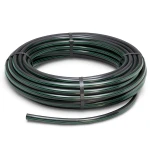 لفة أنابيب HDPE ضغط 10 بار PE 80 قطر خارجي 125 مم SDR 13.6 أسود مع خطوط خضراء