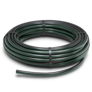 لفة أنابيب بلاستيك HDPE ضغط 10 بار PE 80 قطر خارجي 90 مم SDR 13.6 أسود مع خطوط خضراء