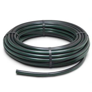 HDPE Plastic Coil Pipe PN 10 Bar PE 80 OD 125 mm SDR 13.6 Black with Green Stripes
