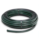 لفة أنابيب HDPE ضغط 10 بار PE 80 قطر خارجي 140 مم SDR 13.6 أسود مع خطوط خضراء