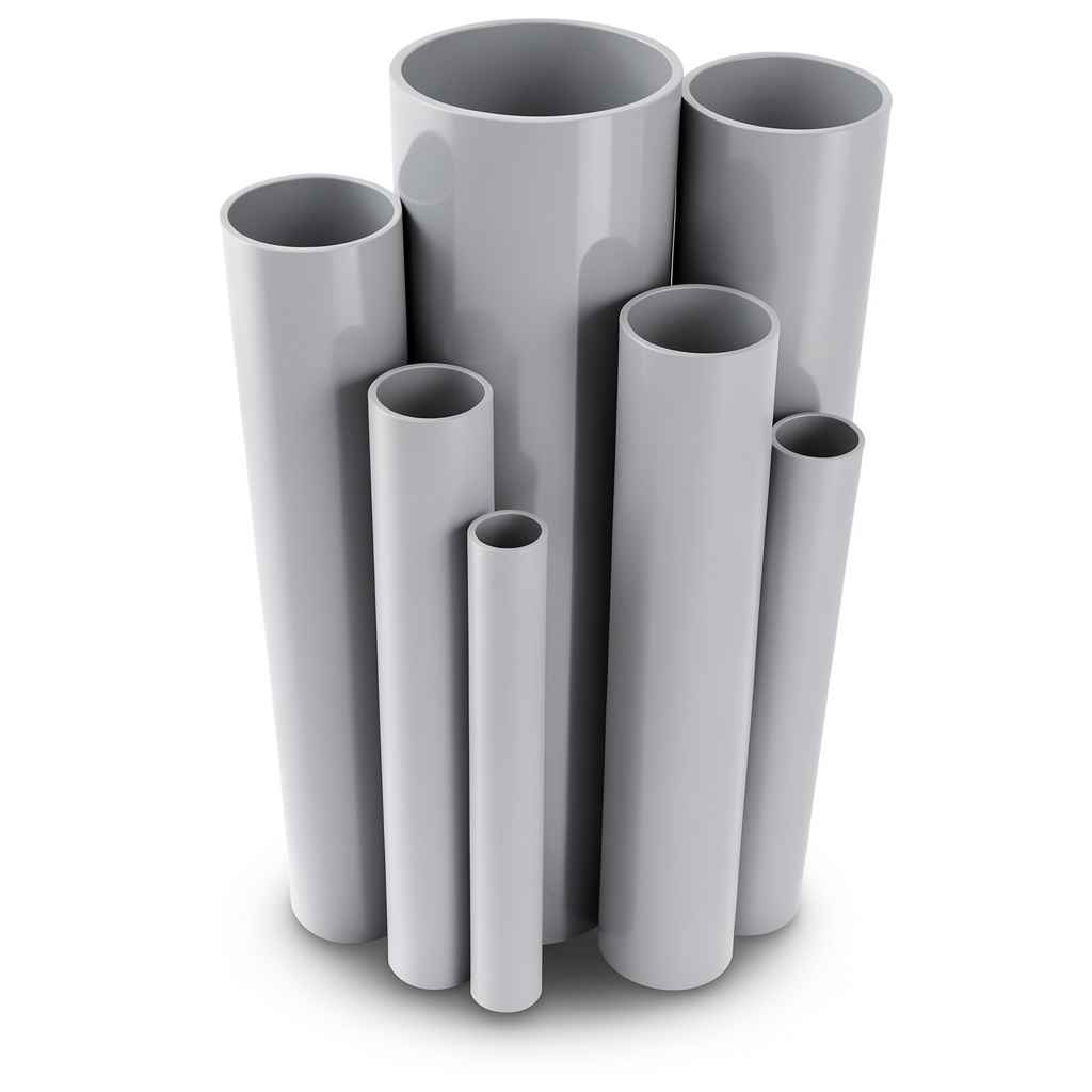 مواسير UPVC ضغط 10/20 قطر خارجي 90 مم سمك 4.3 مم لون رمادي