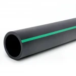 HDPE Polyethylene Pipe  Nominal Pressure 4 Bar [PE 63] OD 225 mm  SDR 26  Color Black with Green Stripes | Almona Factory