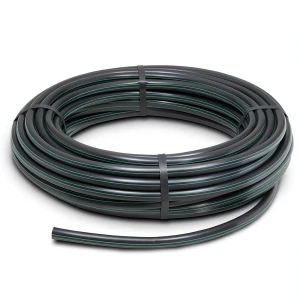 لفة أنابيب HDPE ضغط 4 بار PE 80، قطر خارجي 110 مم SDR 33، لون أسود