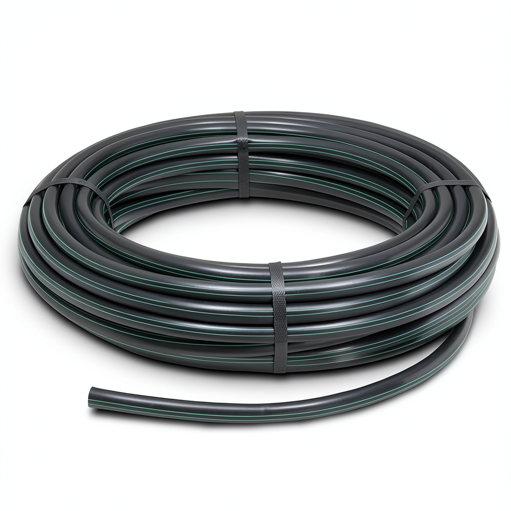 لفة أنابيب HDPE ضغط 4 بار PE 80، قطر خارجي 110 مم SDR 33، لون أسود