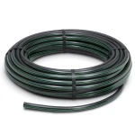 لفة أنابيب HDPE ضغط 10 بار PE 80 قطر خارجي 125 مم SDR 13.6 أسود مع خطوط خضراء