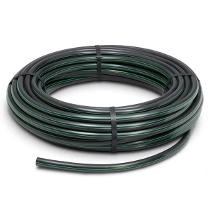 HDPE Plastic Coil Pipe PN 10 Bar PE 80 OD 125 mm SDR 13.6 Black with Green Stripes