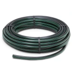 لفة أنابيب HDPE ضغط 10 بار PE 80 قطر خارجي 140 مم SDR 13.6 أسود مع خطوط خضراء