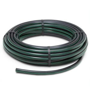 HDPE Plastic Coil Pipe PN 10 Bar PE 80 OD 140 mm SDR 13.6 Black with Green Stripes