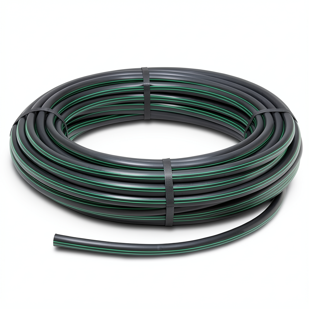 HDPE Plastic Coil Pipe PN 10 Bar PE 80 OD 140 mm SDR 13.6 Black with Green Stripes