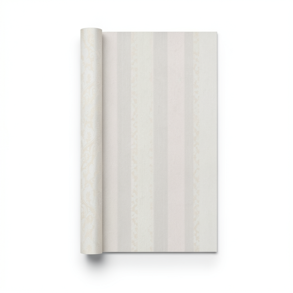 Italian Striped Wall Covering 10m x 1.06m Pale Beige, Model 5908