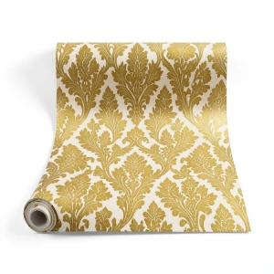 Italian Wallpaper Patterned Design Gold Color, Size 10m x 0.73m, Model 81166