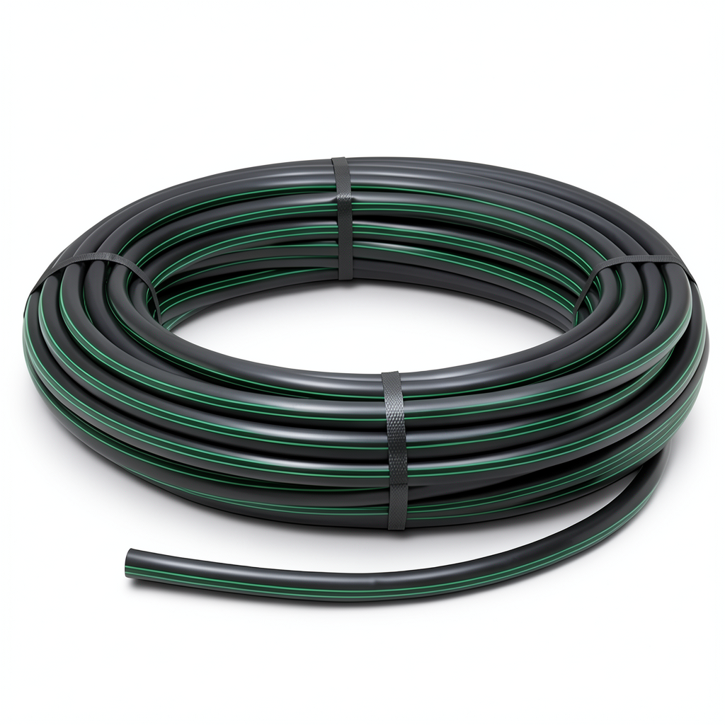 HDPE Plastic Coil Pipe Nominal Pressure 12.5 Bar PE 80 OD 25 mm SDR 11 Black with Green Stripes