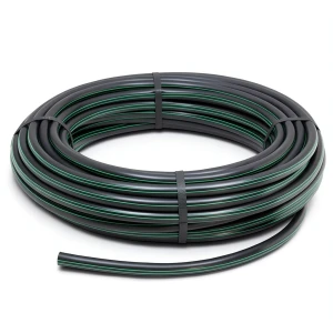 HDPE Plastic Coil Pipe Nominal Pressure 12.5 Bar PE 80 40 mm SDR 11 Black with Green Stripes