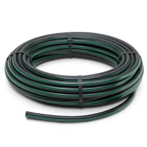 لفة أنابيب HDPE ضغط 12.5 بار PE 80 قطر خارجي 50 مم SDR 11 لون أسود مع خط أخضر
