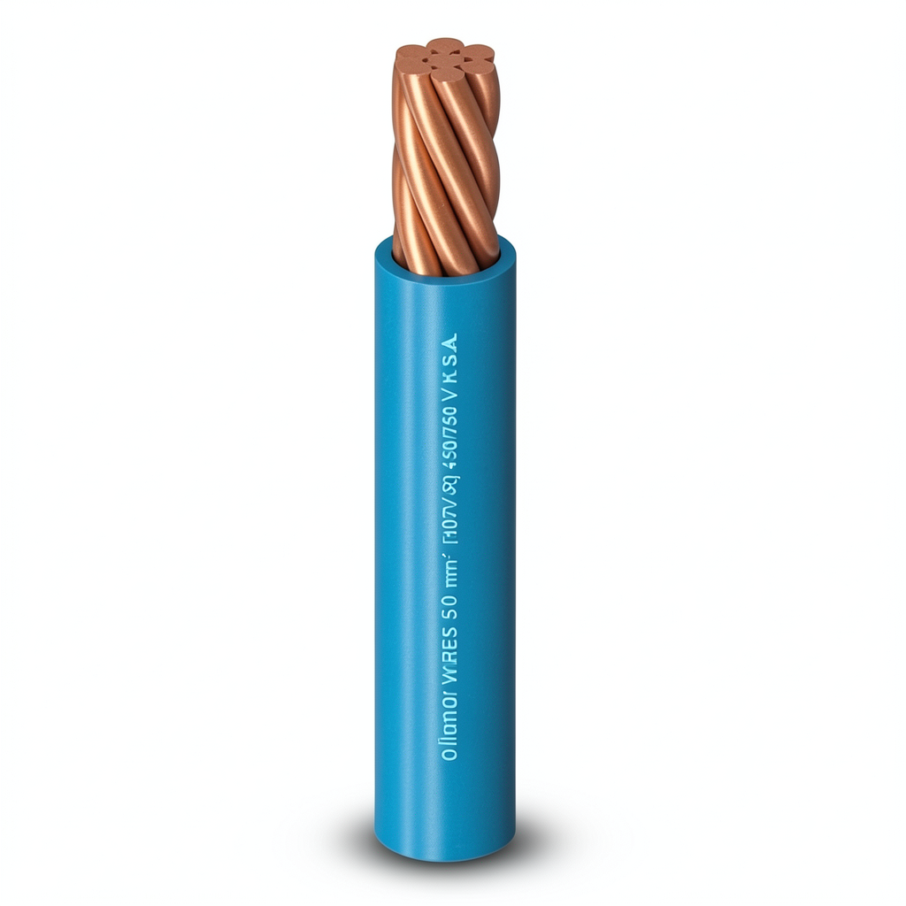 Stranded Single Electrical Wire 50mm 450/750volts Copper Conductor PVC Insulated, Blue | Al Fanar