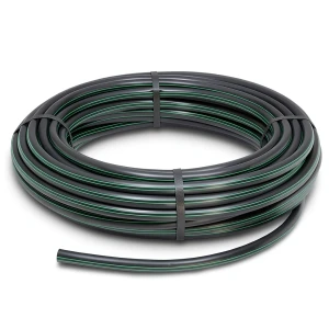 HDPE Plastic Coil Pipe PN 12.5 Bar PE 80 OD 32 mm SDR 11 Black with Green Stripes
