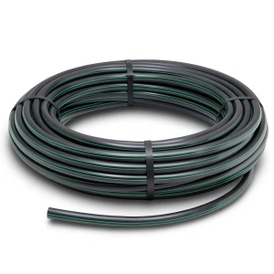 لفة أنابيب بلاستيك HDPE ضغط 12.5 بار PE 80 قطر خارجي 40 مم SDR 11 أسود مع خطوط خضراء
