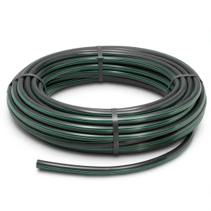 HDPE Plastic Coil Pipe PN 12.5 Bar PE 80 50 mm SDR 11 Black with Green Stripes
