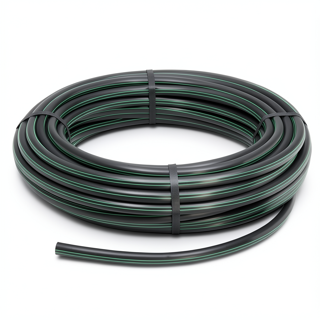 HDPE Plastic Coil Pipe Nominal Pressure 16 Bar PE80 OD 32 mm SDR 9 Black with Green Stripes
