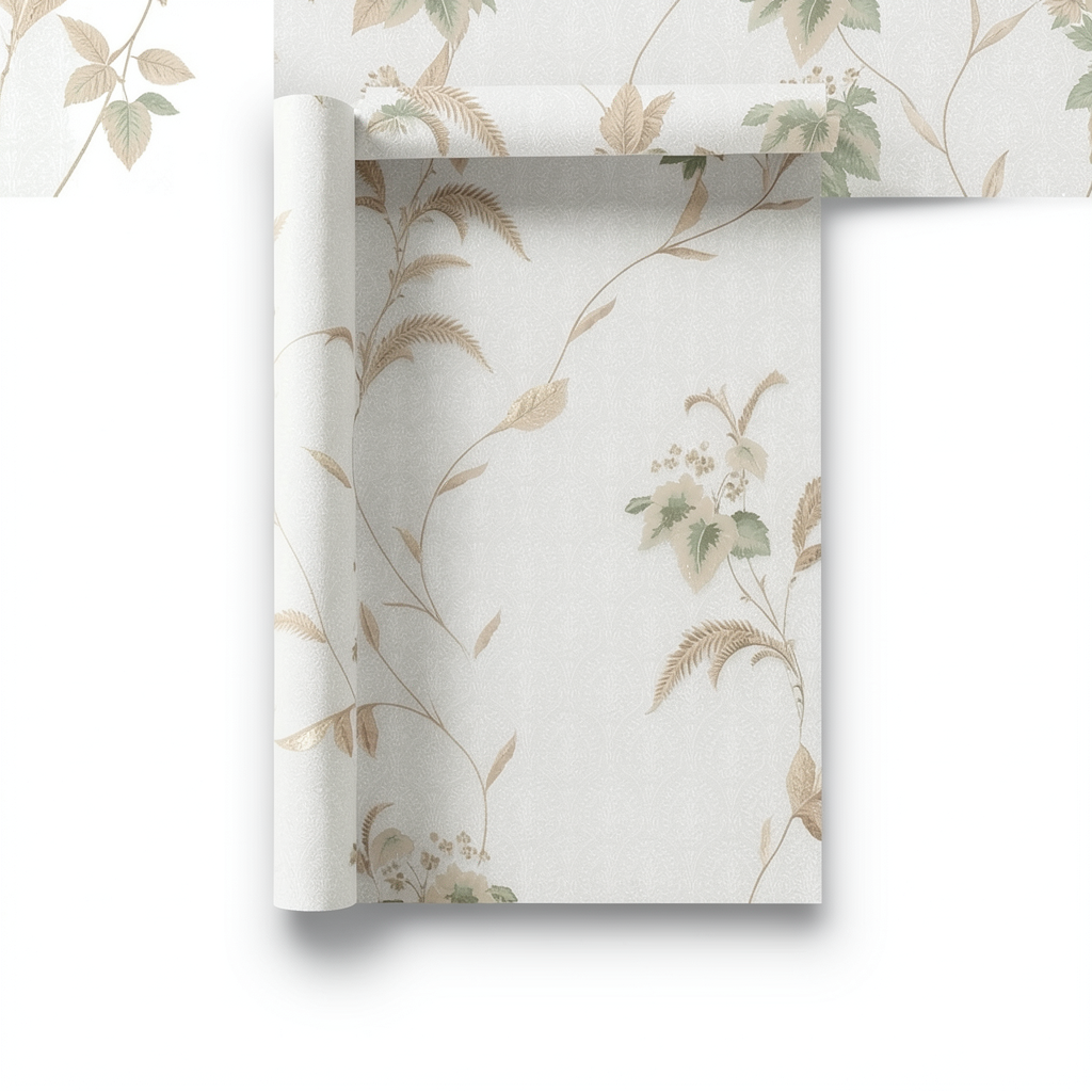 Floral Wall Decoration Pale Beige, 10m x 1.06m, Model 5919