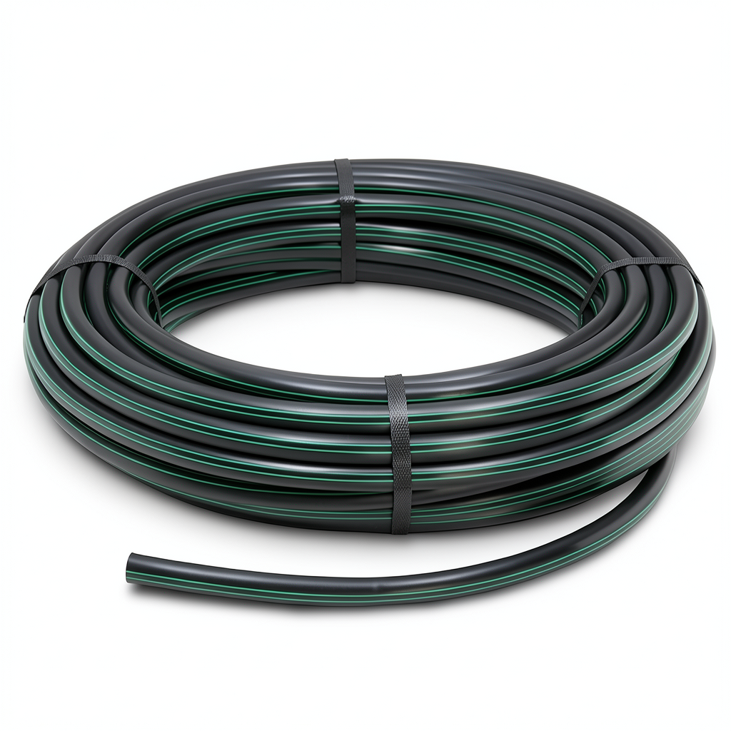 لفة أنابيب بلاستيك HDPE ضغط 12.5 بار PE 80 قطر خارجي 160 مم SDR 11 أسود مع خطوط خضراء