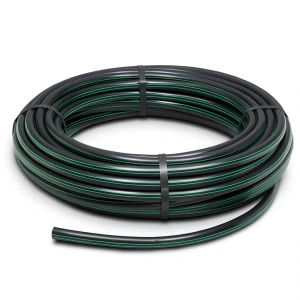 HDPE Plastic Coil Pipe Nominal Pressure 16 Bar PE80 20 mm SDR 9 Black with Green Stripes