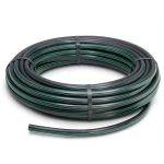 لفة أنابيب بلاستيك HDPE ضغط اسمي 16 بار PE80 قطر خارجي 32 مم SDR 9 أسود مع خطوط خضراء