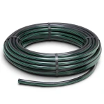 لفة أنابيب HDPE ضغط 16 بار PE 80 قطر خارجي 125 مم SDR 9 أسود مع خطوط خضراء